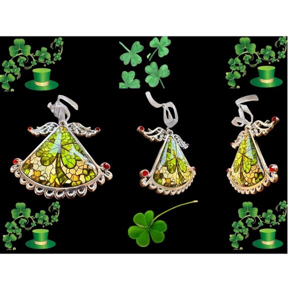 Shamrock Angel Christmas Ornament New Celtic Glass Savannah Georgia Irish Parade - Picture 7 of 12